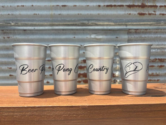 Beer Pong Country Cups - Silver 6 Pack